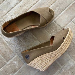 Tory Burch - Peep Toe Espadrille Wedges